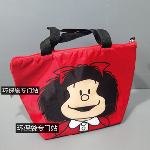 外贸原单防水牛津布铝箔保温便当包卡通拉链上班手拎包带饭包