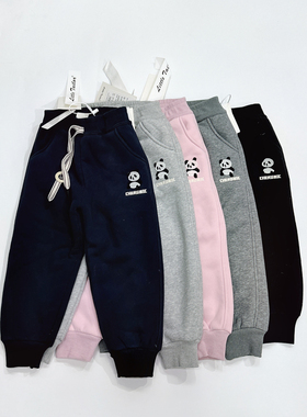 新款羊羔绒一体绒羊驼绒熊猫图案110-150冬款加厚加绒长裤F4