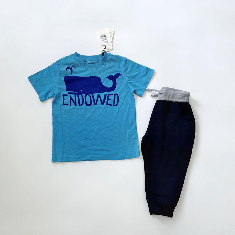 品质纯棉夏款套装面料柔软男孩帅气短袖短裤二件套110-150 S4