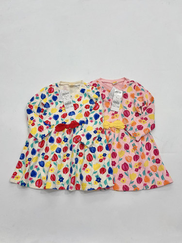 强货新款日单潮品mouj 家女童春款纯棉长袖连衣裙彩虹色 80-130O5