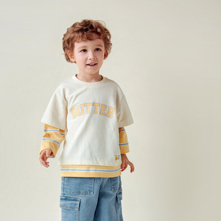 26新款韩国童装春秋款高品质纯棉拼接俩两件卫衣上衣110-150 K5