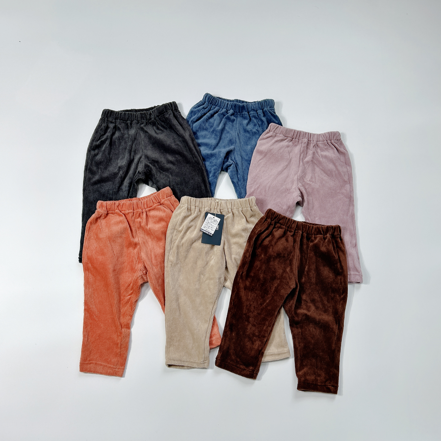 秋款日单新品 BR新款儿童男童女童色彩纯色灯芯绒弹力柔软长裤H5