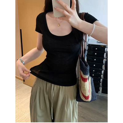 BLUEPOPS-26年夏上新天丝羊毛U领短袖T恤（含20羊毛）a6275