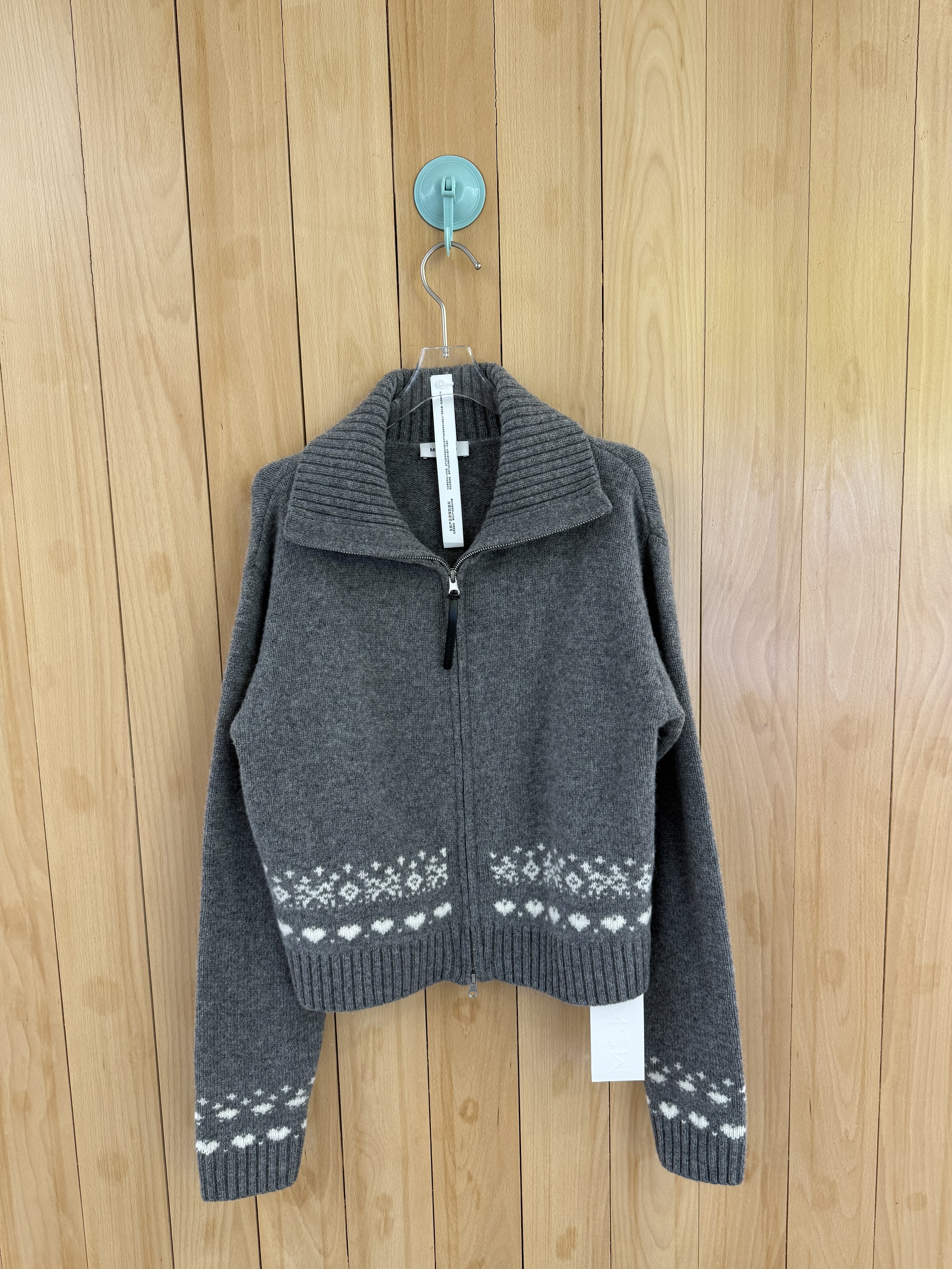 秋冬小众设计 买手店mskin6圣诞几何印花复古针织提花小开衫 外套