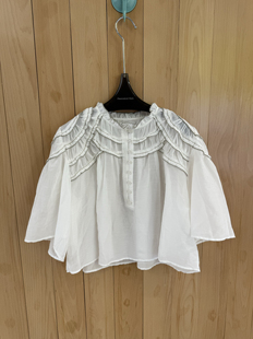 衬衫 丝绵气质优雅通勤赫本 isab～法系浪漫小众花边领奢美褶皱袖