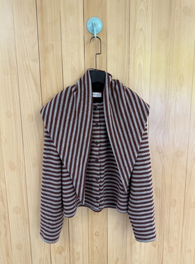 秋冬MeeR南油买手店高货针织条纹撞色时髦设计围巾慵懒开衫外套入