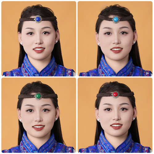 蒙古族头饰舞蹈演出手工编织发饰民族舞配饰拍照男女儿童通用发绳
