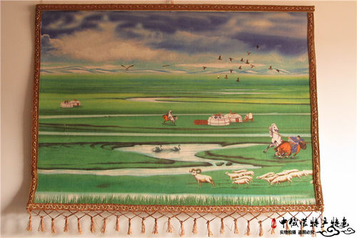 毡画内蒙古工艺品毡画羊毛制作diy挂画蒙古族特色装饰画蒙古包用