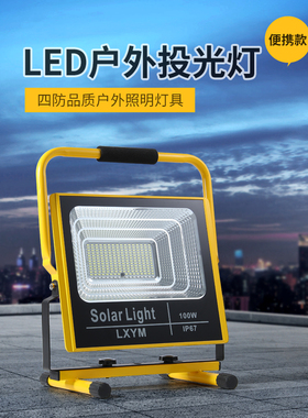 应急手提式充电LED投光灯户外防水篮球场工地烧烤移动110V美英规