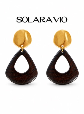 意式轻奢黑檀几何镂空耳环 SOLARA VIO 复古高级感