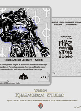 卡兹莫丹万智牌MTG自制锌合金代卡水墨风全彩TOKEN Token-魔像