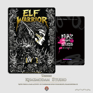 万智牌自制Token衍生物Elf Warrior暗黑素描人形生物卡牌代卡现货