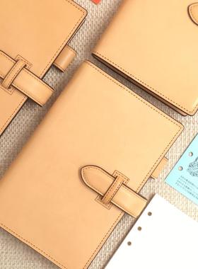 LOFT手作 四色入 Buttero插扣活页笔记本手账 A6手工牛皮原色植鞣