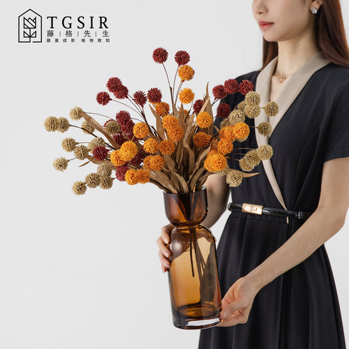ins15头黄金球仿真花摆设餐桌茶几家居装饰花假花仿干花摄影道具