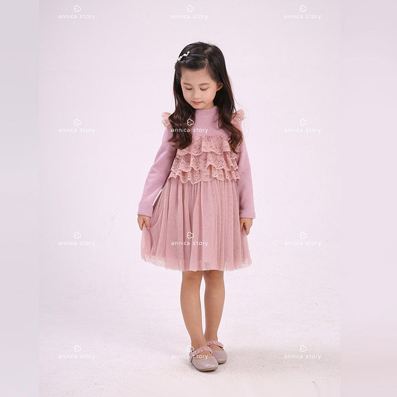 冬annica story艾尼卡加绒加厚纱纱连衣裙女童长袖裙子an60216