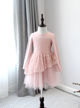 秋款 韩国童装 女童纱纱公主裙女童长袖连衣裙86057