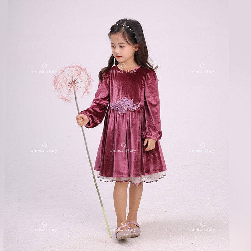 18冬annica story艾尼卡金丝绒加厚公主裙女童礼服连衣裙an39066