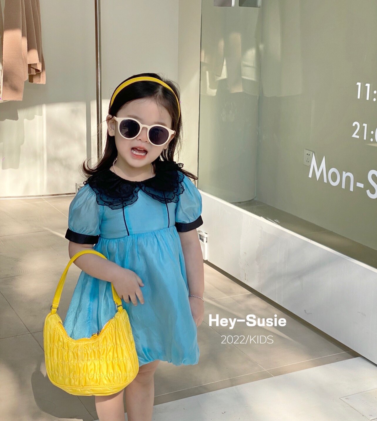 2022夏 韩版susie苏西高档蕾丝翻领儿童公主裙女童蓬蓬裙小童礼服