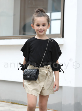 夏款 韩国童装 纯棉短袖女童上衣儿童T恤an86038