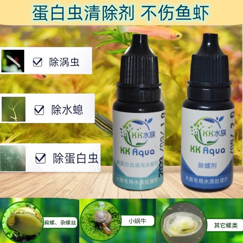 蛋白虫克星养鱼缸灭蛋白线虫清除剂杀杂螺蜗牛螺狮蠕虫涡虫水螅剂