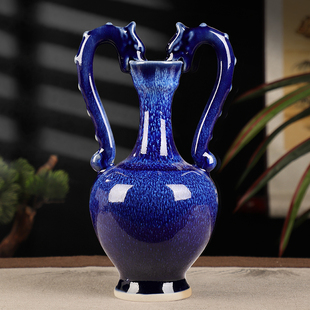 景德镇仿古钧瓷窑变釉小花瓶陶瓷客厅插花中式瓷器家居装饰品摆件