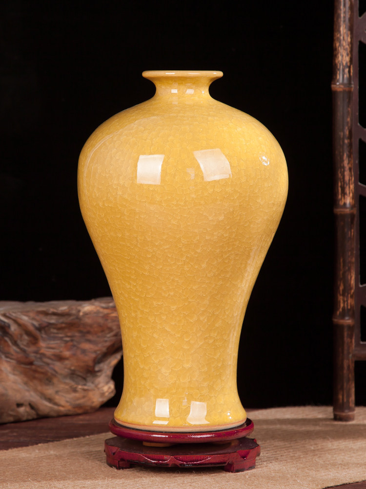 景德镇陶瓷器冰片仿古官窑裂纹釉花瓶现代家居装饰客厅电视柜摆件