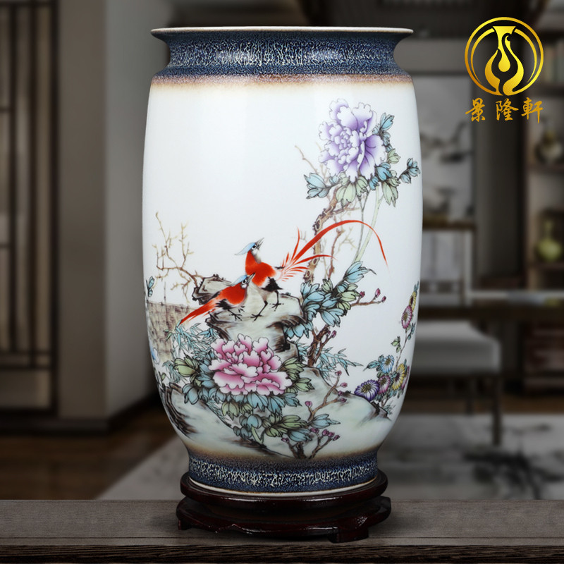 景德镇陶瓷器花瓶摆件客厅插花粉彩瓷瓶中式家居电视柜装饰工艺品