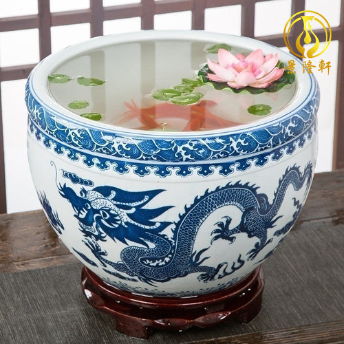 景德镇陶瓷鱼缸大号青花金鱼乌龟缸盆睡碗莲水仙荷花盆缸槟榔盆钵