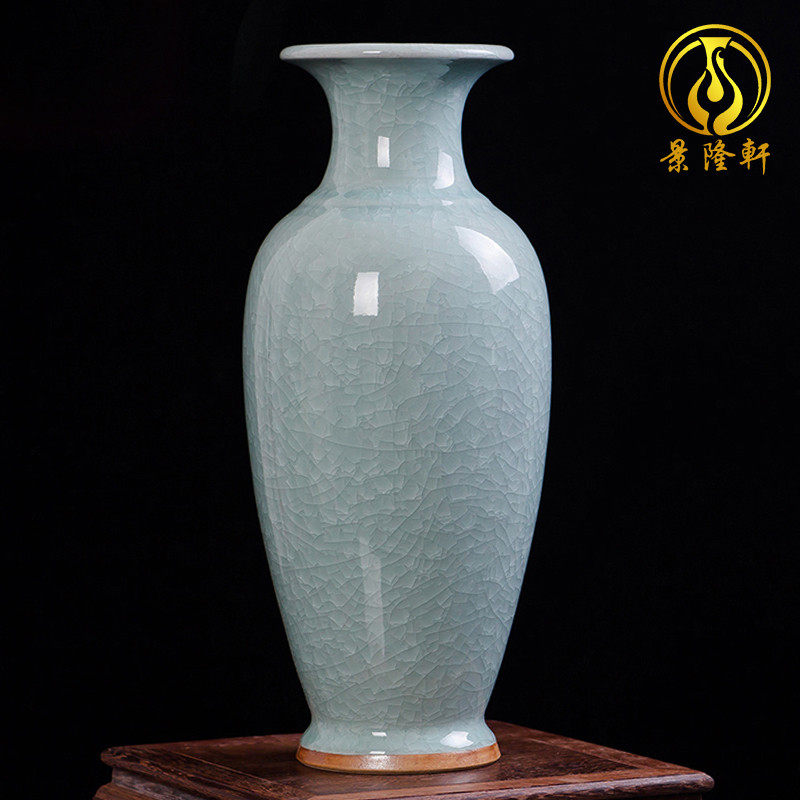 景德镇陶瓷器钧瓷彷古开 片落地大花瓶大号鱼尾瓶现代家居客厅摆