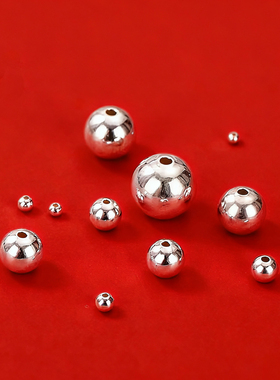 DIY定制假一赔三999足银散珠光面圆银珠按克纯银配件编绳手串材料