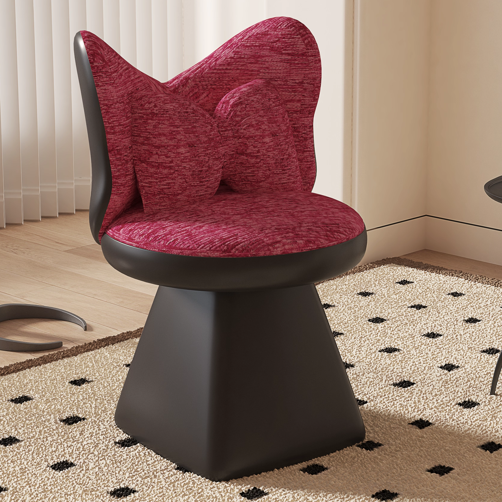 法式梳妆凳设计师轻奢高级感卧室靠背可旋转梳妆椅网红新款美甲椅