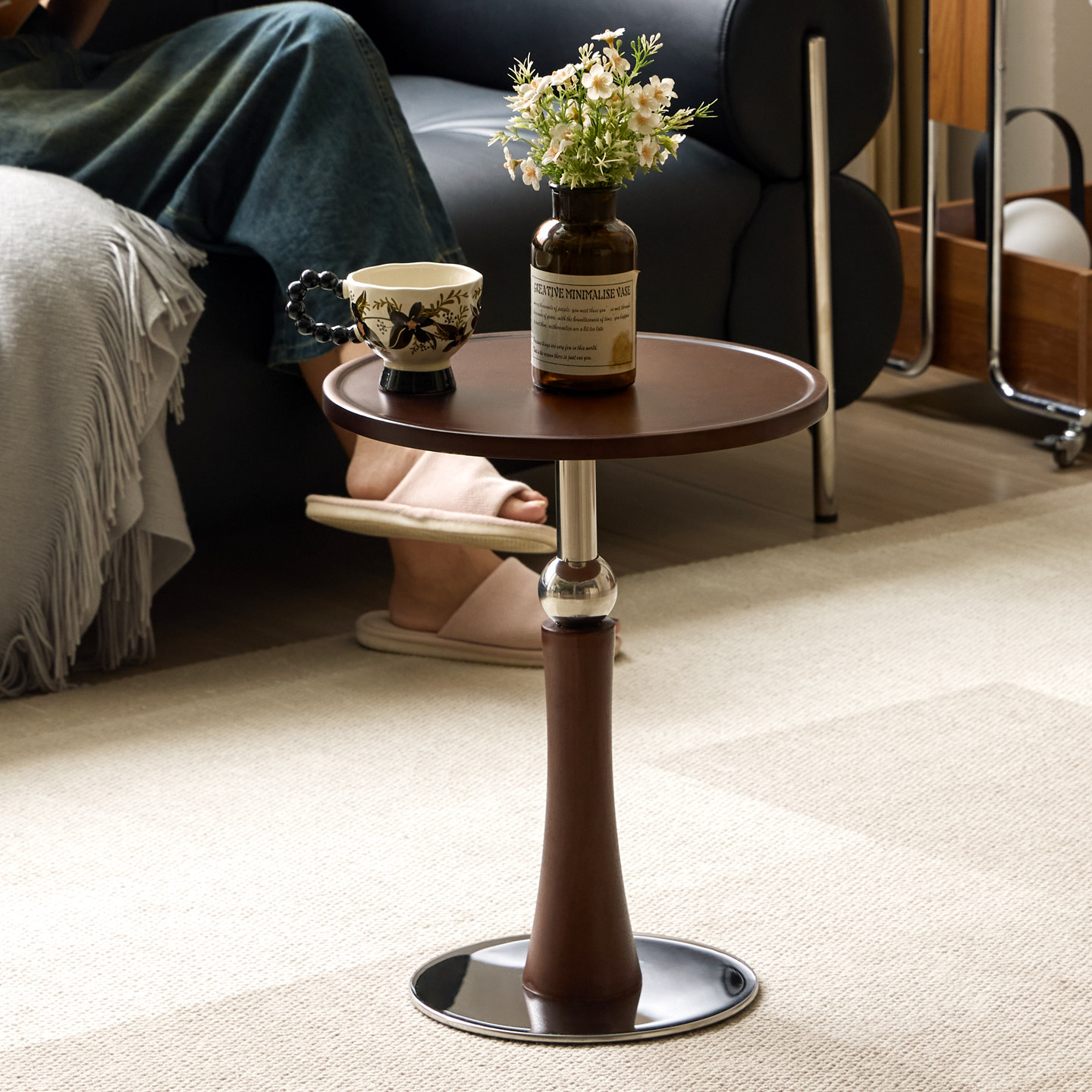 中古风边几客厅家用2025新款圆形小户型沙发边桌角几床头置物架,住宅家具,角几/边几,淘宝优惠券,粉丝福利购,淘宝优惠卷