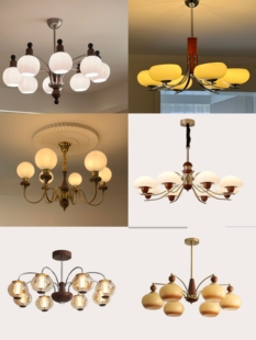 中山美法宋式 复古北欧奶油民宿酒店咖啡西餐客卧厅实木棉工厂吊灯