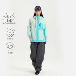 户外撞色防晒服女连帽拉链轻量化防紫外线爆款设计感外套防晒衣女