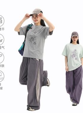 夏季女速干轻薄透气印花图腾T恤