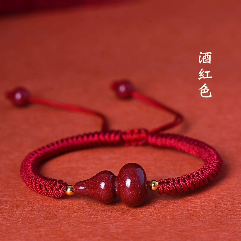 【2条装】紫金砂葫芦手绳酒红色手绳本命年大红色手绳男女款低