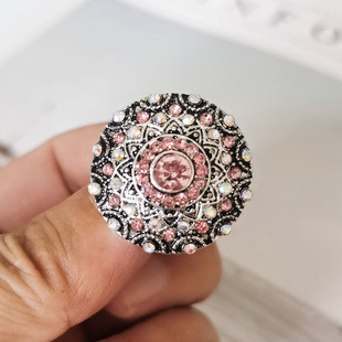 粉色复古水钻纽扣金色镶钻大衣扣子百搭圆形女士服装毛呢衣服钮扣