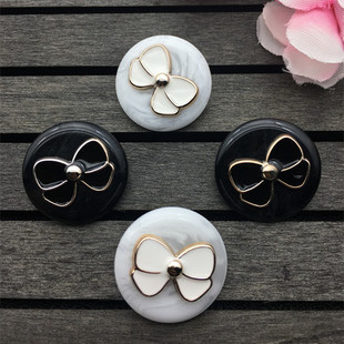 18-30MM高档树脂女士西装呢子羊绒大衣纽扣黑白蝴蝶结风衣扣子