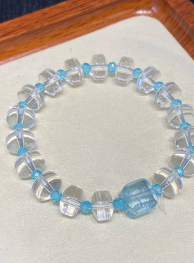 白水晶方形托帕石手串清冷氛围感