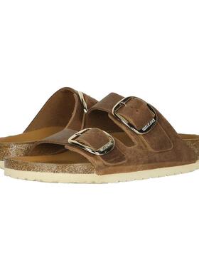 代购Birkenstock女士拖鞋透气吸汗轻便缓震双扣油蜡皮宽扣设计