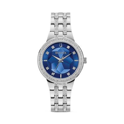 海外代购BULOVA/宝路华女士手表欧美腕表精准计时镶嵌晶石钢带