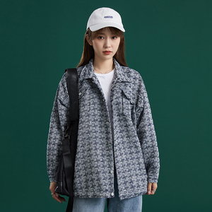 204-JK51-P55中性蓝墙 秋季百搭宽松中长款休闲女长袖外套上衣潮图片