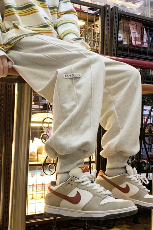 204-K1864-P45卫裤男简约拼接休闲裤子男薄款日系宽松束脚运动裤,男装休闲裤,星座204