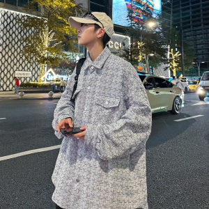 204-jk54-P55美式复古高街小香风外套男春秋款潮牌高级感小众夹克图片
