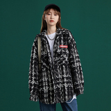 204-JK49-P75中性蓝墙韩版潮流女粗格纹小香风衬衫宽松薄款外套，女装短外套，星座204