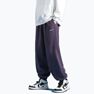 204-K27-P45潮流摇粒绒束脚棉裤男 宽松BF街舞运动裤松紧卫裤图片