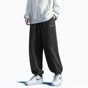 204-K27-P45秋冬温暖摇粒绒束脚棉裤男 宽松BF街舞运动裤松紧卫裤图片