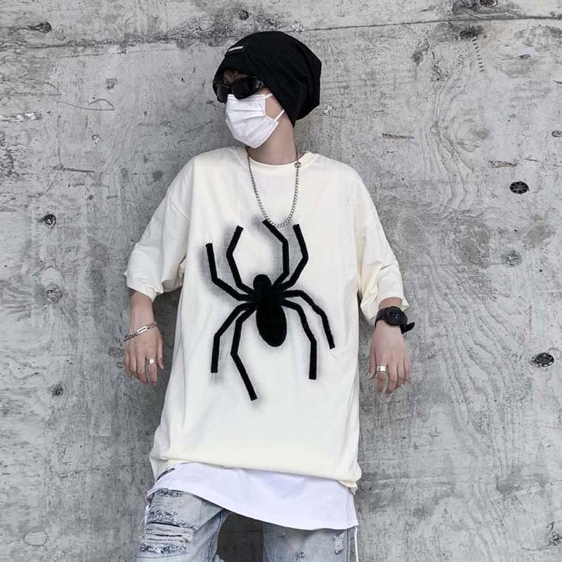 蜘蛛精穿搭欧美街头潮牌T恤男美式复古重磅纯棉短袖oversize半袖,男装T恤,星座204