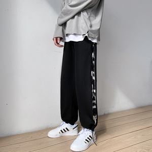 204-K23-P45拼接拉链直筒 长裤复古宽松情侣 休闲抽绳运动裤图片