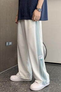 204-K29-P45抽绳束脚卫裤男士运动直筒长裤子ins休闲韩版潮流条纹图片